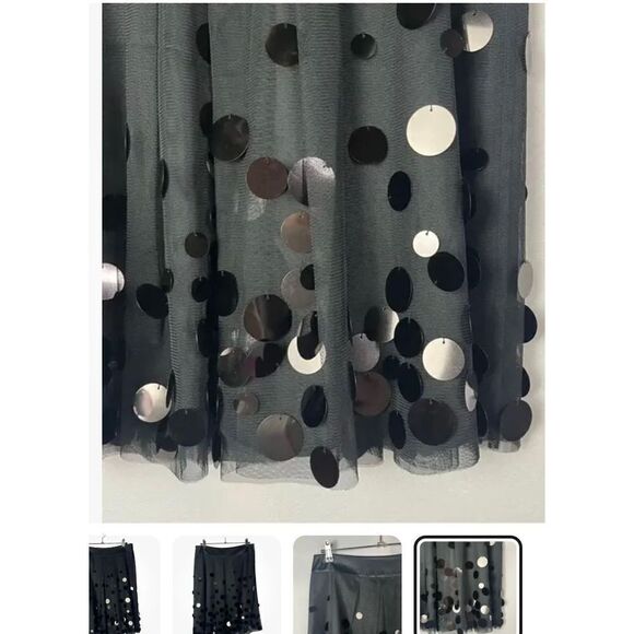 Ann Taylor Petite Black Sequin Tulle A-Line Skirt 2 - Picture 2 of 3
